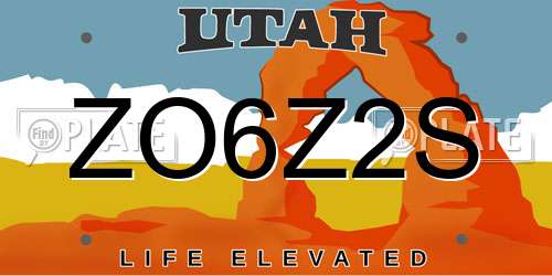 ZO6Z2S Utah License Plate