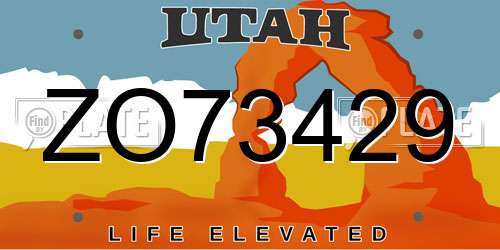 ZO73429 Utah License Plate