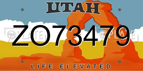 ZO73479 Utah License Plate
