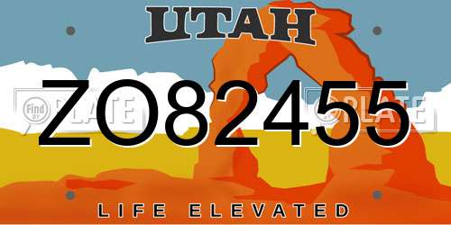 ZO82455 Utah License Plate