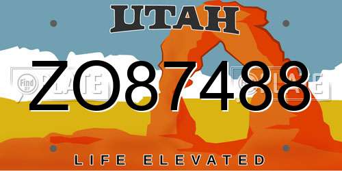 ZO87488 Utah License Plate