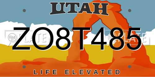 ZO8T485 Utah License Plate