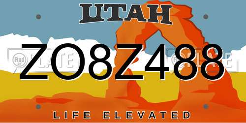 ZO8Z488 Utah License Plate