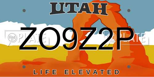ZO9Z2P Utah License Plate