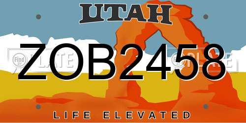 ZOB2458 Utah License Plate