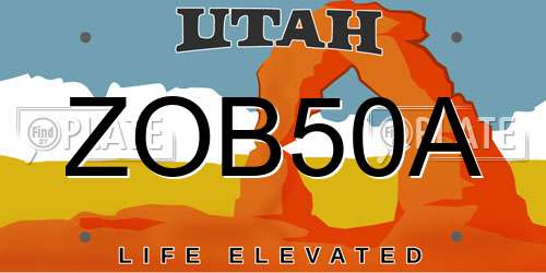 ZOB50A Utah License Plate
