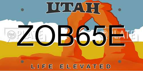 ZOB65E Utah License Plate