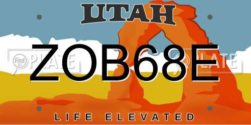 ZOB68E Utah License Plate