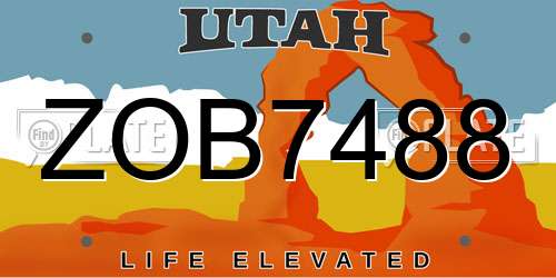 ZOB7488 Utah License Plate