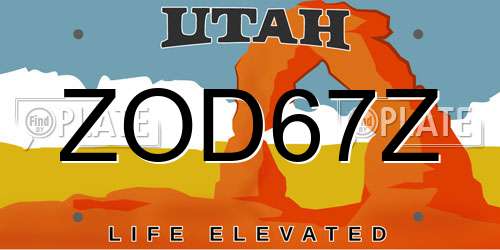 ZOD67Z Utah License Plate