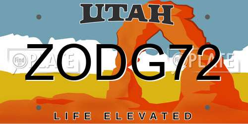 ZODG72 Utah License Plate