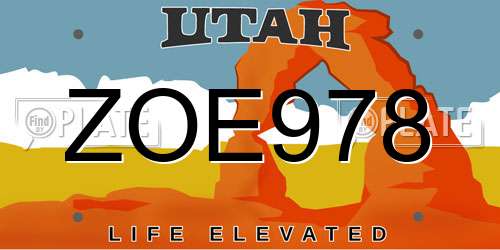 ZOE978 Utah License Plate