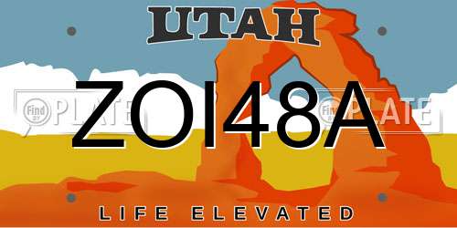 ZOI48A Utah License Plate