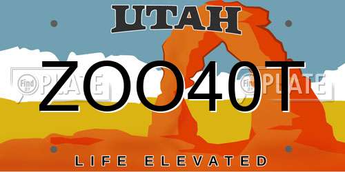 ZOO40T Utah License Plate