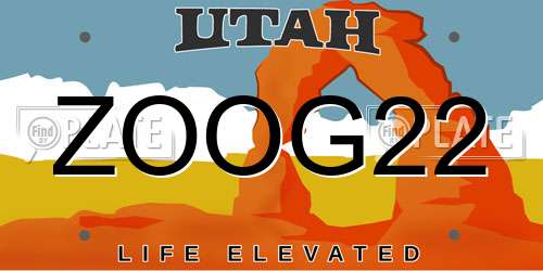 ZOOG22 Utah License Plate