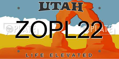 ZOPL22 Utah License Plate