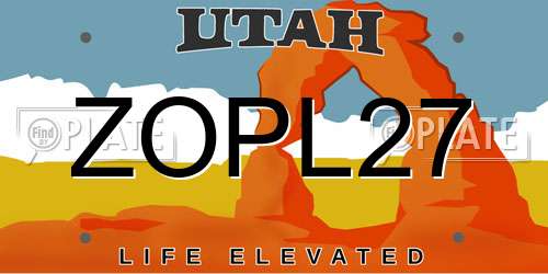 ZOPL27 Utah License Plate