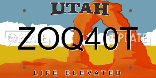 ZOQ40T Utah License Plate