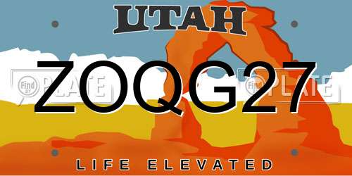 ZOQG27 Utah License Plate