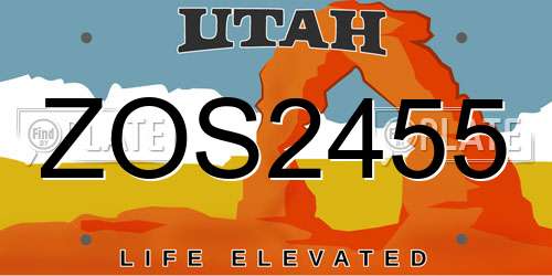 ZOS2455 Utah License Plate