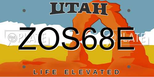 ZOS68E Utah License Plate