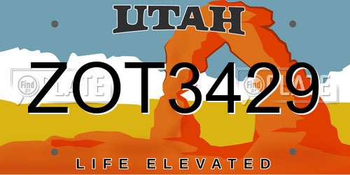 ZOT3429 Utah License Plate