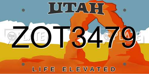 ZOT3479 Utah License Plate