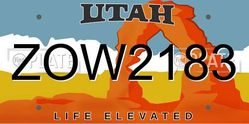 ZOW2183 Utah License Plate