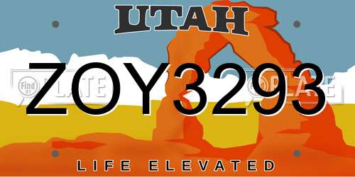 ZOY3293 Utah License Plate