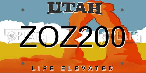 ZOZ200 Utah License Plate