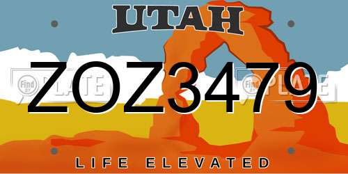 ZOZ3479 Utah License Plate