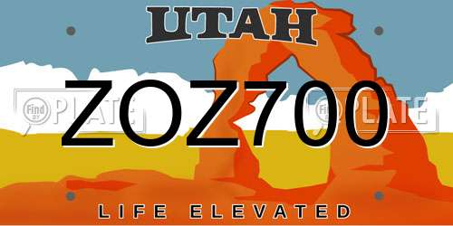 ZOZ700 Utah License Plate