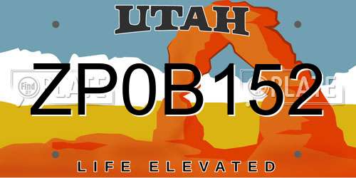 ZP0B152 Utah License Plate