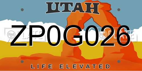 ZP0G026 Utah License Plate