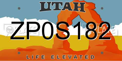 ZP0S182 Utah License Plate