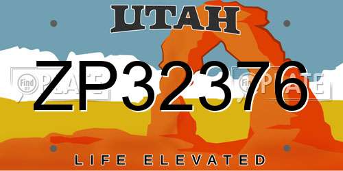 ZP32376 Utah License Plate