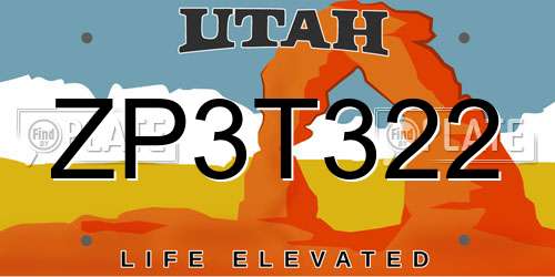 ZP3T322 Utah License Plate