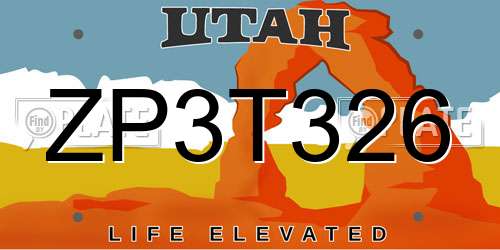 ZP3T326 Utah License Plate
