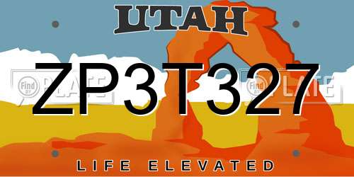 ZP3T327 Utah License Plate