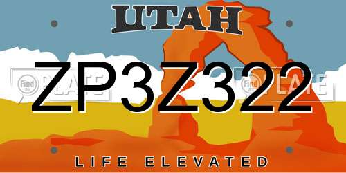 ZP3Z322 Utah License Plate