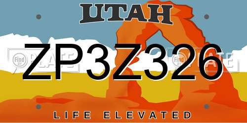 ZP3Z326 Utah License Plate