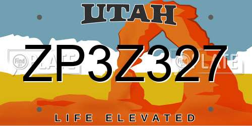 ZP3Z327 Utah License Plate