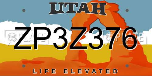 ZP3Z376 Utah License Plate