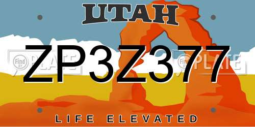 ZP3Z377 Utah License Plate