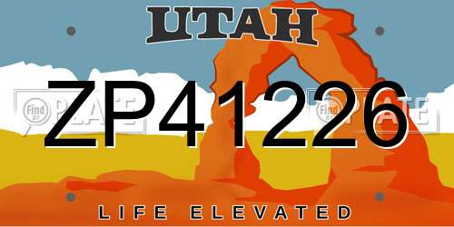 ZP41226 Utah License Plate