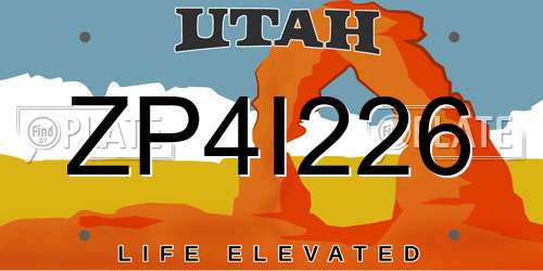 ZP4I226 Utah License Plate