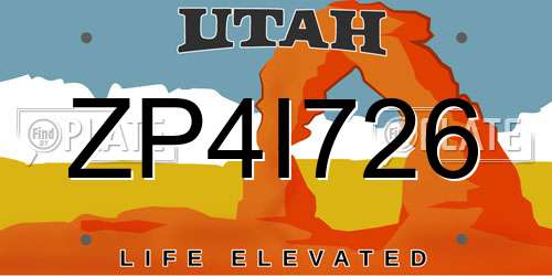 ZP4I726 Utah License Plate