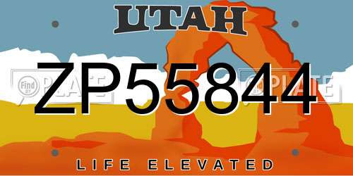 ZP55844 Utah License Plate