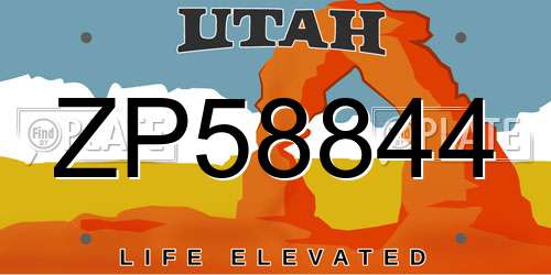 ZP58844 Utah License Plate