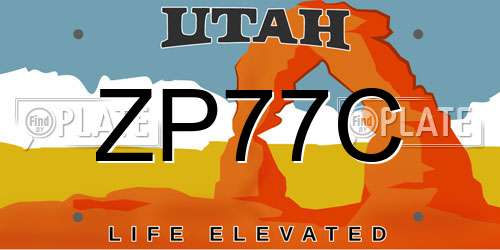 ZP77C Utah License Plate